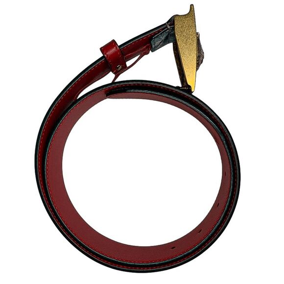 Gucci Supreme Double GG Canvas Blue Blooms Belt Brass Tiger Head Buckle Size 80 - Picture 3 of 9